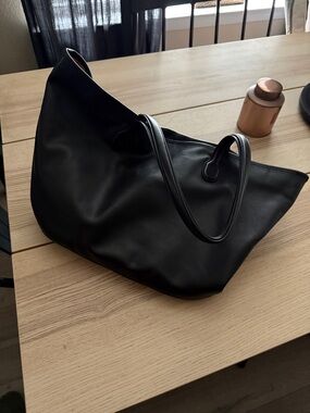J. Crew Sleek Black Leather Tote